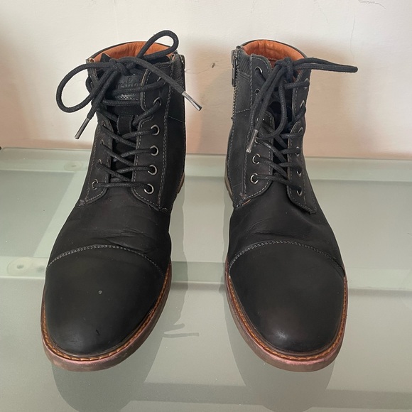 FLORSHEIM LODGE CAP TOE LACE BOOT black crazy horse Men’s 7.5 Leather Chukka - Picture 8 of 11